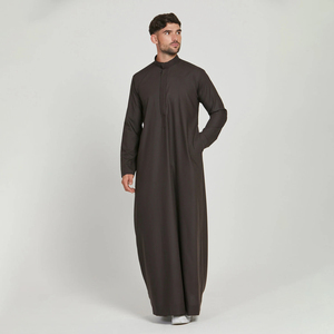 Customized Muslim Pakistan <b>Men's</b> Jubba Anti-Static Polyester Fabric Embroidery V Neck Long Sleeve Loose Fit Jubba Kurta <b>Thobe</b> - Product Image 5