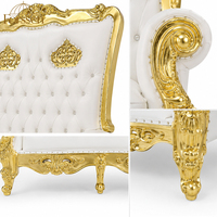 Canapé de mariage pour les mariés, fauteuil royal à dossier haut, chaise trône pour le roi et la reine, or et blanc, pour hôtel, banquet, événement, scène