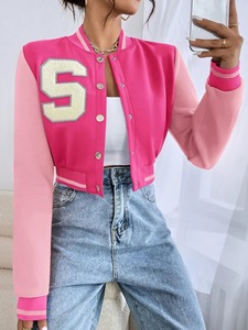 Custom Women's Cropped Varsity Jacket Printed <b>Wool</b> Waterproof <b>Quilted</b> University College Style Fashionable Autumn Season - Product Image 2