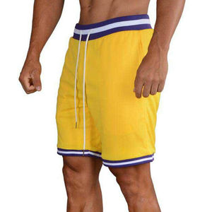 Shorts de basket vintage streetwear, broderie Tackle, impression personnalisée, double maille, rétro, pour hommes, directement de l'usine - Product Image 1