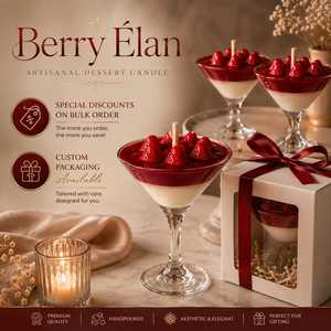 Vela de Postre con Diseño de Copa de Martini y Fresa |   Vela Decorativa de Lujo Hecha a Mano para Fiestas, de Tallo Largo, para Uso en Interiores - Product Image 5