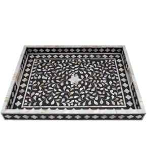 Bandeja de Servir Tallada con Incrustaciones de Madreperla, Diseño Moderno Multifuncional, Artesanía en Madera, Apta para Lavavajillas, Ideal para Bodas y Diwali - Product Image 3