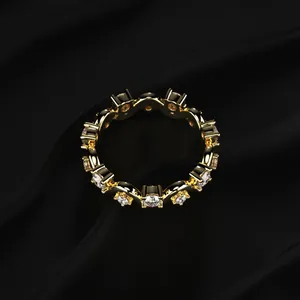Anillo de Diamantes de Corte Redondo con Claridad VVS-VS, Anillo de Eternidad de Diamantes de Círculo Completo, Joyería Nupcial Elegante, Anillo de Propuesta Romántico - Product Image 3