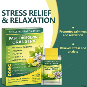 Tiras Orales <span class=keywords><strong>de</strong></span> Disolución Rápida para Alivio del Estrés y Relajación, Suplemento Dietético para Calmar la <span class=keywords><strong>Ansiedad</strong></span>, OEM ODM Venta al Por Mayor - Product Image 5
