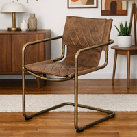 Chaise de salle à manger en cuir avec design ergonomique, structure tubulaire en métal, rembourrage haut de gamme, portable et légère pour salle à manger moderne
