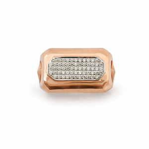 <b>Mens</b> 18KT Rose Gold Rectangular Micro Pave Cubic Zirconia Signet <b>Ring</b> Luxury Polished Statement Wedding Party Gift Jewelry - Product Image 1
