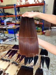 Bundles de cheveux de luxe trame naturel brun court droit 8 à 10 pouces de Long Double dessiné cheveux humains vietnamiens - Product Image 2