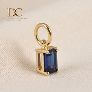 9K Solid Gold Minimalist Charm Pendant With Lab Grown Royal <b>Blue</b> <b>Sapphire</b> Claw Setting Women <b>Bracelet</b> Necklace Fine Jewelry - Product Image 3