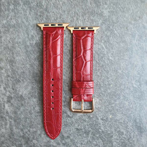 Correa de Cuero de Cocodrilo Hecha a Mano para Apple Watch, Correa Personalizable en Venta, Correas de Reloj de Cuero de Lujo - Product Image 5