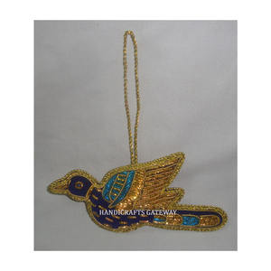 Adorno Colgante Dorado con Bordado Zari, Diseño Hecho a Mano, Adornos para Árbol de Navidad, Decoración en Forma de Estrella de Terciopelo Rosa, Artículo de Regalo - Product Image 4