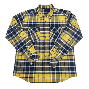 Chemise à carreaux à manches longues pour homme, jaune, bleu marine, en coton, décontractée, pour moto - Product Image 4