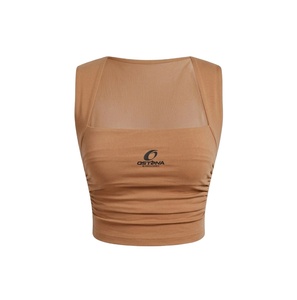 Débardeur Femme Tricoté Respirant Coupe Slim Écologique Couleur Unie 100% Polyester Confortable Sans Manches Col Montant pour l'Été - Product Image 1