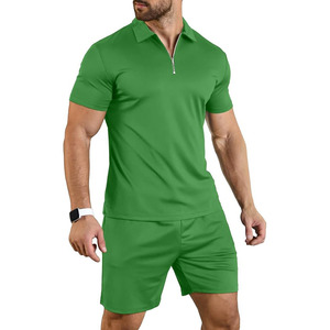 Conjunto de Camiseta Polo Casual de Manga Corta y Pantalones Cortos para Hombre, Conjunto de Dos Piezas para Verano, Conjunto Deportivo con Cierre para Hombre - Product Image 1