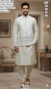Royal Noir safed <b>Kurta</b> - Product Image 4