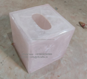 Elegante resina blanca remolino caja de pañuelos cubiertas duraderas para actualizaciones de Baño de hotel incluye embalaje de cartón - Product Image 2