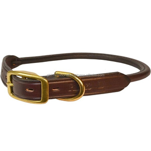 Collier pour chien en cuir roulé élégant fabriqué en Inde, brun havana et noir, collier pour chien en cuir de qualité supérieure - Product Image 2