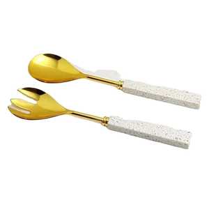 Stainless Steel Spoon Unique Style Hotel Wedding Metal Dinner Spoon Cooking Spoon Design Kitchen <b>Serving</b> Resin Spoon Salad Spoon - Product Image 5