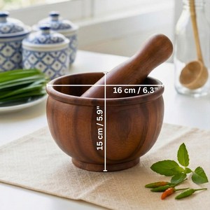 Wooden Mortar And Pestle Set Handcrafted <b>For</b> <b>Herb</b> Spice Grinding Durable Manual Tool Wholesale wooden mortar Manual grinding - Product Image 2