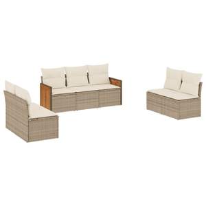 Ensemble de canapé de jardin modulaire en rotin PE beige 7 pièces, mobilier d'extérieur moderne modulaire - Product Image 2