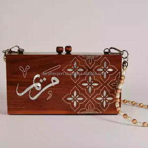 Regalo DE BODA islámico personalizado nombre personalizado de madera embrague con bordado a mano nombre árabe ropa de moda para damas noche - Product Image 6