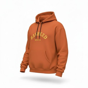 Sweat-shirt à capuche pour homme Rasheed Mfg Co, orange, en molleton de coton, coupe décontractée, avec poche, streetwear, pull-over, poids lourd - Product Image 4