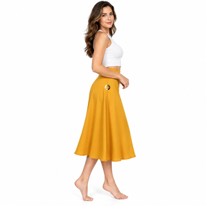Choisissez un look fluide et élégant avec la jupe midi pour femme, conçue pour des mouvements confortables et une coordination facile avec le reste de votre garde-robe. - Product Image 4
