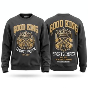 Sweat-shirt à col rond pour homme personnalisé, noir, lourd, imprimé sur le devant et le dos, en coton molletonné, streetwear, pull-over, fabricant OEM - Product Image 3