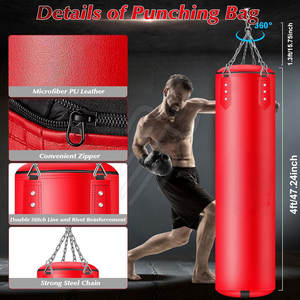 Kit de sac de frappe de boxe au design unique et couleur personnalisée, en nylon et cuir, robuste, hauteur réglable - Prix de gros - Product Image 2