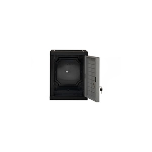 Two door Modern <b>Grey</b> Black PVC Cube Storage <b>Cabinet</b> with Lock Home Office Organizer - Product Image 6