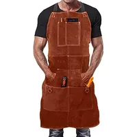 Tablier de cuisson en cuir, style bavoir, réutilisable, avec 6 poches, lavable, isolant thermique, vêtement de protection pour usage quotidien