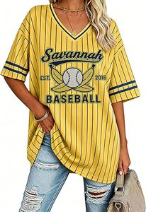 Jersey Women <b>Funny</b> Banana <b>Shirt</b> Stripe V Neck Short Sleeve Fan Graphic Tops - Product Image 2