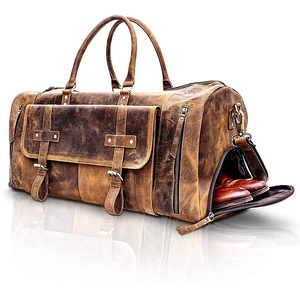 100% Genuine Leather Duffel Gym <b>Bag</b> Custom Pattern Travel <b>Bags</b> For Men Weekender Cabin <b>Overnight</b> <b>Bags</b> With Zipper Closure Option - Product Image 5