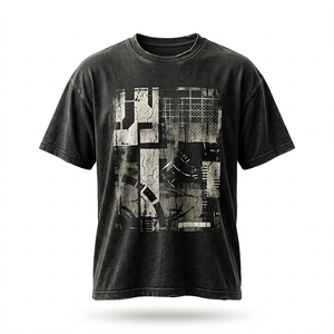 เสื้อยืดโอเวอร์ไซส์ผ้าฝ้ายพิมพ์ลายดิจิตอลสไตล์สตรีทแวร์สำหรับผู้ชาย พร้อมส่ง รับผลิตแบบ OEM ODM โรงงานผลิตเสื้อผ้าแบรนด์ส่วนตัว - Product Image 1