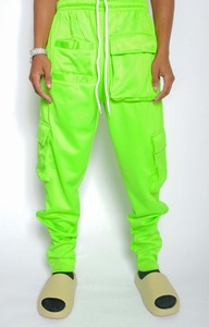 Pantalon cargo personnalisé avec logo, taille haute, vert lime, jogging en molleton Speedo, multi-poches, streetwear, pantalon OEM unisexe, pantalon cargo en gros - Product Image 5