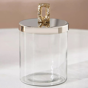 Couvercles dorés pour contenants à bonbons, ensemble de pots de cuisine de luxe, bocaux de conservation alimentaire en verre avec métal - Product Image 1