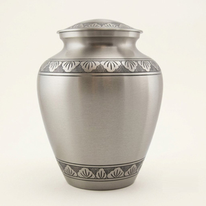 Urna Funeraria de Latón Sólido con Acabado de Estaño Cepillado para Cenizas Humanas, Tamaño Adulto, Contenedor de Entierro con Tapa Roscada - Product Image 1