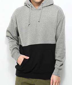 Sudadera con Capucha para Hombre, Color Gris y Negro, Estilo Casual, Manga Larga, Bolsillo Canguro, Ropa Urbana - Product Image 3