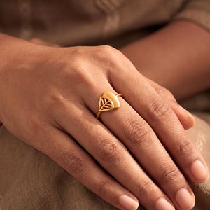 Anillo de Diseño Geométrico de Media Luna Abstracta Chapado en Oro de Lujo para Mujer, Joyería de Moda Minimalista - Product Image 2