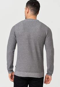 Pull en maille gris à col rond pour homme, coupe classique, couleur unie, décontracté, 100 % coton, anti-boulochage, 550 g, logo au dos, automne - Product Image 3