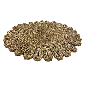 Napperons rustiques en jonc de mer, napperons en forme florale pour la décoration de table de fête de Noël, vente en gros du Vietnam - Product Image 1