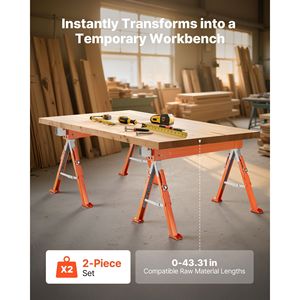 Set di 2 Cavalletti Pieghevoli Resistenti, Capacità di Carico 1800 Libbre, Altezza Regolabile, con Gambe Robuste per Lavori Artigianali - Product Image 2