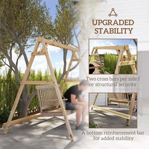 770lbs Heavy Duty A-<b>Frame</b> Porch <b>Swing</b> Stand Comfortable Hanging Chair for Garden Backyard with Reinforced Bars - Product Image 5