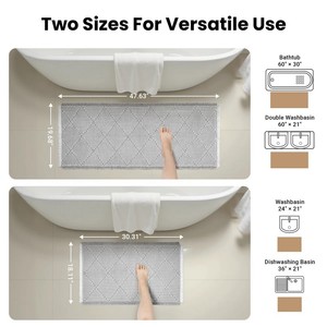 Juego de Alfombrillas de Baño Geométricas Grises Modernas, 2 Piezas, Rectangulares, de Algodón Tejido, con Base de Goma Antideslizante, para Baño - Product Image 5