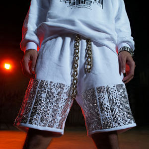 Pantalones Cortos de Invierno con Pedrería OEM para Hombre, Estilo Urbano, de Forro Polar con Cordón en la Cintura - Product Image 2