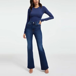 Jeans de Mezclilla para Mujer, Cintura Media, Corte Recto, Ajustados, Lavados, Casuales, Transpirables, a la Moda, Proveedor Mayorista Personalizado, Calidad OEM - Product Image 3