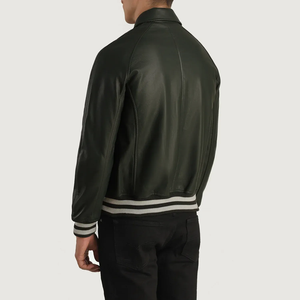 Men's PU <b>Leather</b> Bomber <b>Jacket</b> Turn-down Collar Zipper Closure Regular Fit Autumn Wear Solid Color Moto Style - Product Image 2