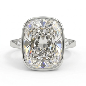 Platinum Cushion Cut Lab Grown Diamond IGI Certified Bezel Setting Women's Engagement Ring Wedding Anniversary Classic Fine - Product Image 1