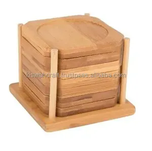 Best Quality Indian 6-Piece Coaster Set Square Natural <b>Wood</b> Table Mats & Pads Popular Use Natural Color - Product Image 4
