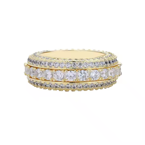 High Quality 925 Sterling <b>Silver</b> Moissanite Ring Luxury Hip Hop <b>Wedding</b> <b>Band</b> with Bold Fashion Statement Style - Product Image 1