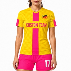 ชุดฟุตบอลหญิงแบบกำหนดเอง เสื้อเจอร์ซีย์หมายเลขสั่งทำได้ สวมใส่สบาย สไตล์กีฬาสมัยใหม่ ชุดพิมพ์ลายแบบ Sublimation - Product Image 1